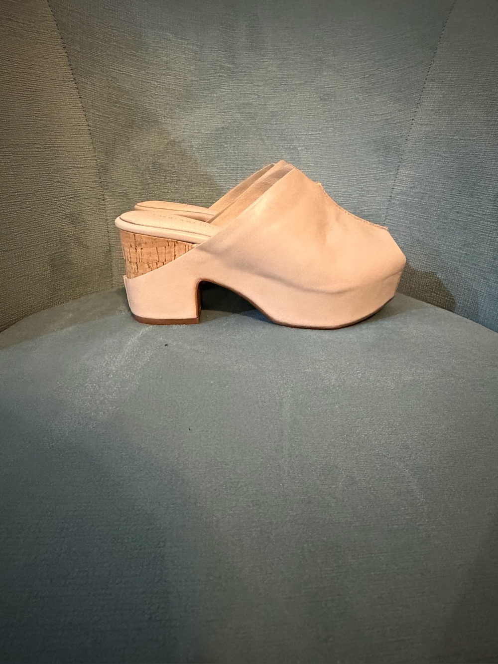 Chocolat Blu Leather Slip-On Cork Block Heel Mules